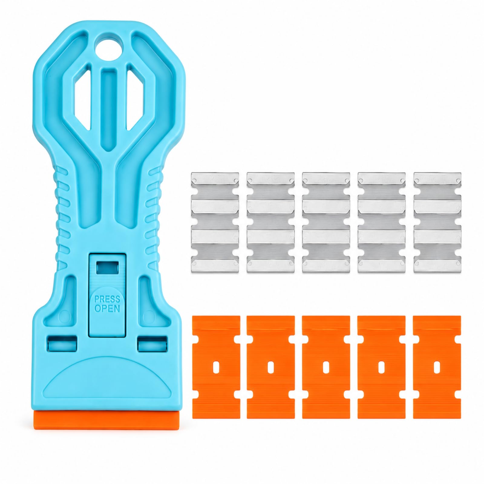 4PCS Plastic Scraper Tool with 20 Metal & 20 Plastic Scraper Blades