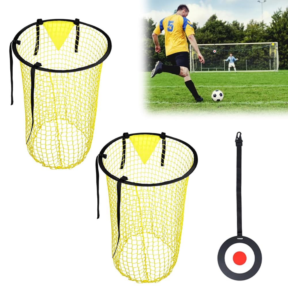 Filet de Cible de Football, Lot de 2 Filet de But de Football avec Cible Suspendue, Top Bins Filets Cible But Footballs pour Adultes et Enfants améliorer la précision du tir