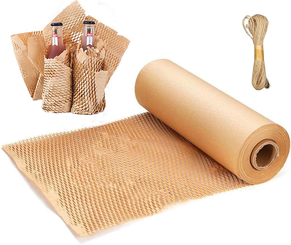 MaxBlaster Packing Paper 12"x32.8' Honeycomb Cushioning Wrap Roll - Eco Friendly Kraft Packaging Moving Shipping Suppliers Brown (15 Inch x 98 Feet)
