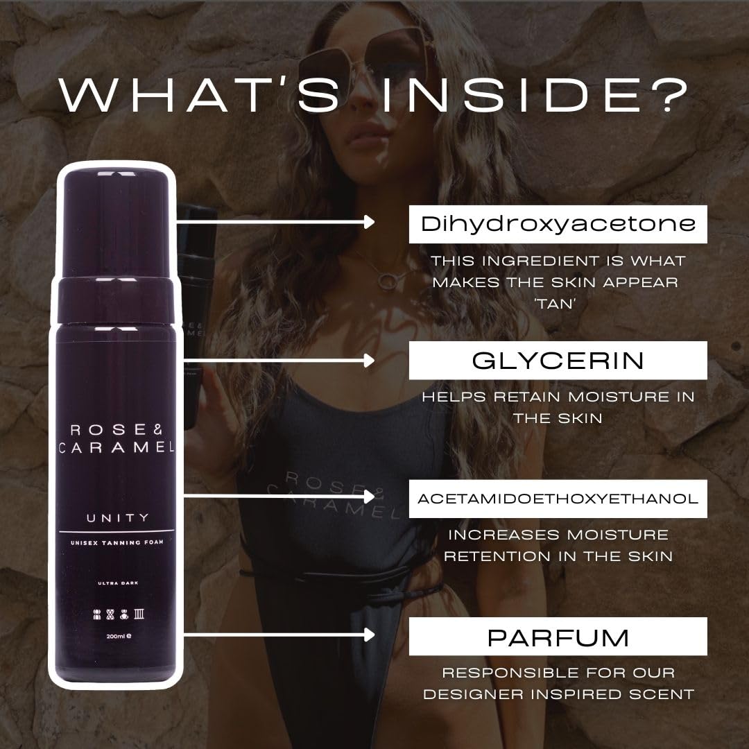 Rose & Caramel Unity Unisex Universal Self Tanning Mousse (Medium Dark), 200 ml (Pack of 1) - Image 3