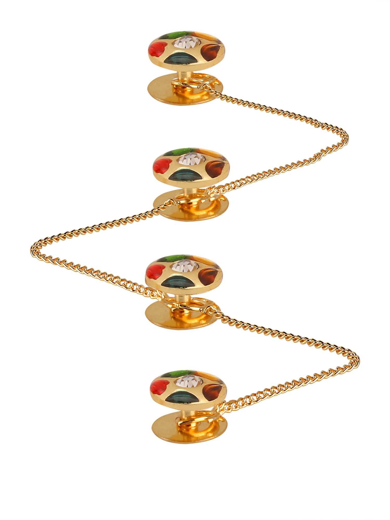 tripin Brass Kurta Buttons with Golden Ball and Chain for Men and Women 2213 (GOLDEN MULTI COLOR)-picture-44