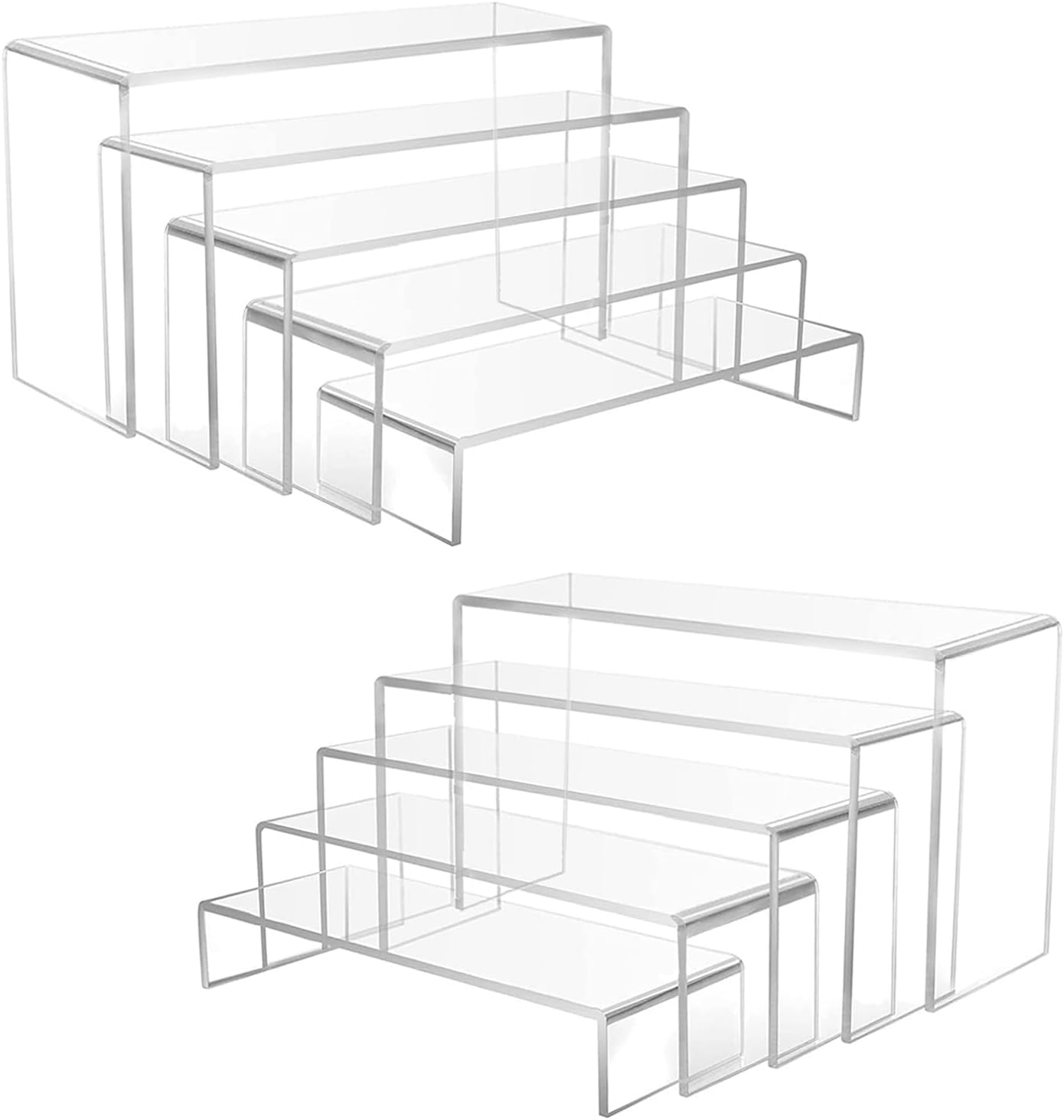 Wealrotn 10 Pcs Clear Acrylic Display Risers, Tiered U-Shaped Display Stand, 5Mm Thick Transparent Risers For Collectibles, Perfume, Cupcake & Retail Display