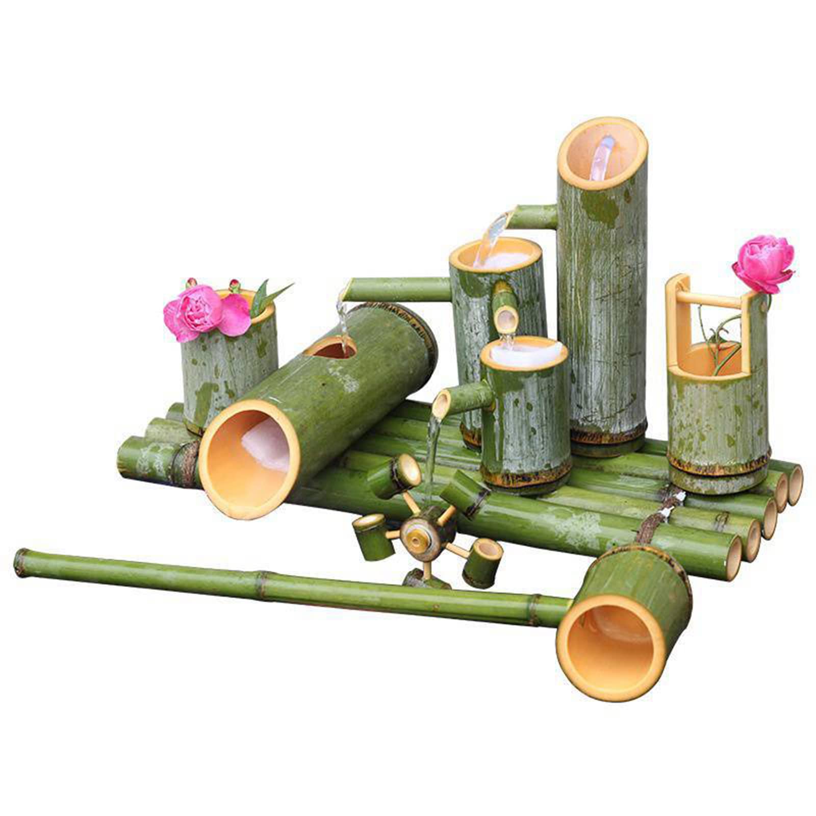 asdchZen Solar Bamboo Water Flow Device, Water Features For The Garden Solar Powered,Bamboo Tube, Practical Bamboo, Indoor And Outdoor Household, 70Cm/27.6In,80cm/31.5in