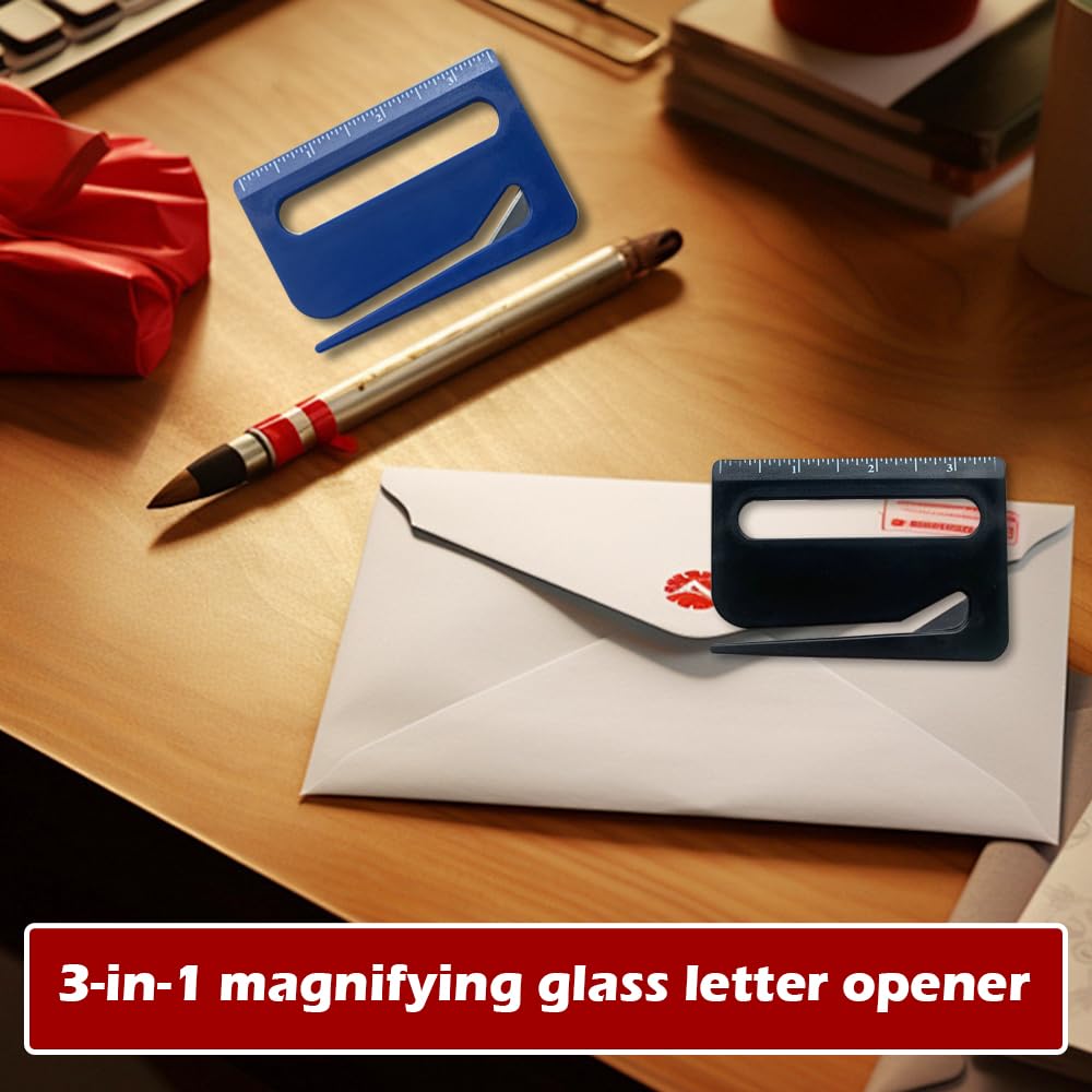 4 Pcs Envelopes Letter Opener Slitter Set, Magnifier & Concealed Blade, Safe Plastic Material for Efficient Mail Packaging - Image 4