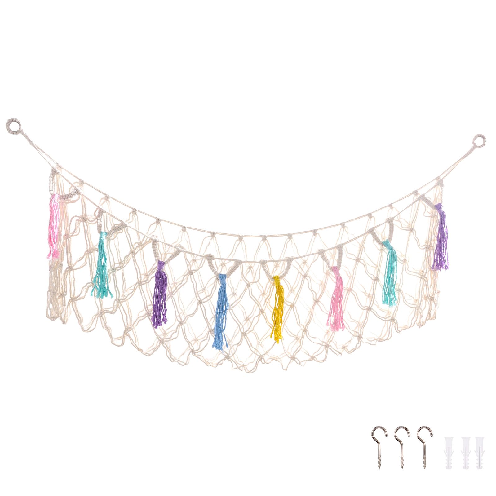 Stuffed Animal Hammock Cuddly Toy Net with Hook for Bear Plush Toy Hammock for Girls Bedroom Décor | 150 * 40cm (colored)