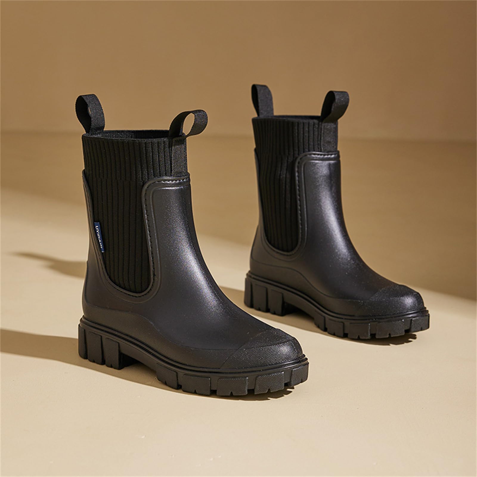 Botas de Agua Mujer Chelsea Impermeables Botas de Lluvia Botines de Caucho Comodos Antideslizante Zapatos de Jardin Rain Boots