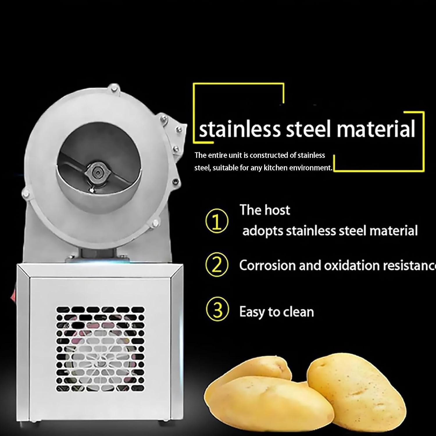 Elektrischer Gemüsehobel, 180W Edelstahl Shredder, Einstellbare Scheibendicke, 1400 U/min für effizientes Schneiden von Kartoffeln, Kohl, Karotten, Radieschen