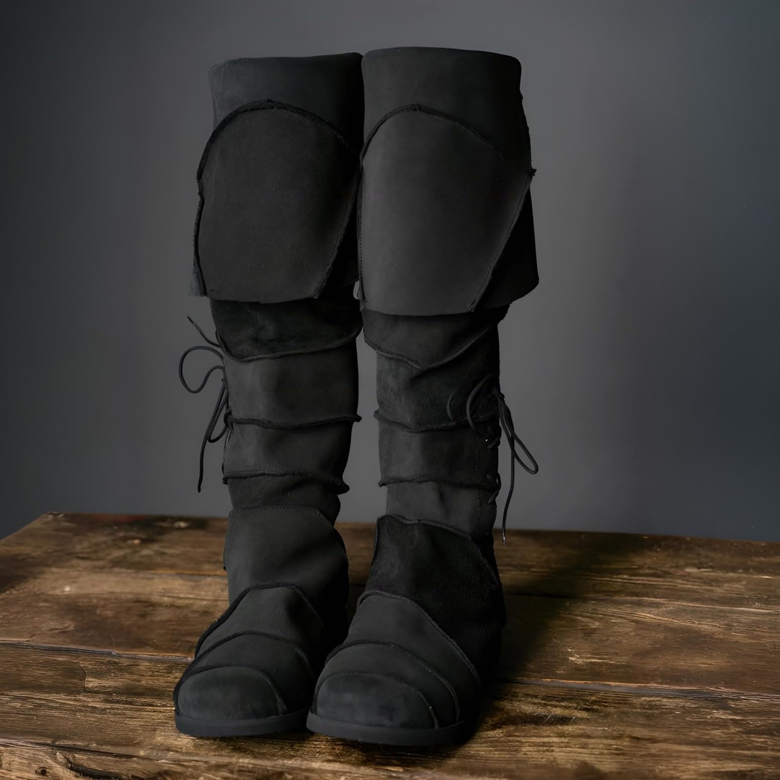 Generisch Męskie buty ze średnią łydką, średniowieczne buty do kolan z niskim obcasem, dla mężczyzn, wygodne, wytrzymałe buty rekreacyjne