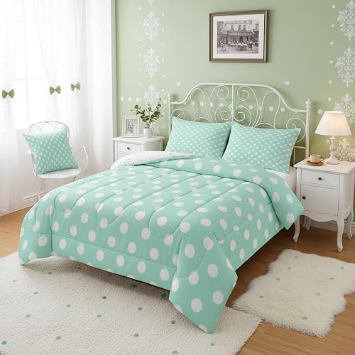 Manfei Polka Dots Comforter Set,Modern Geometric Circles Abs