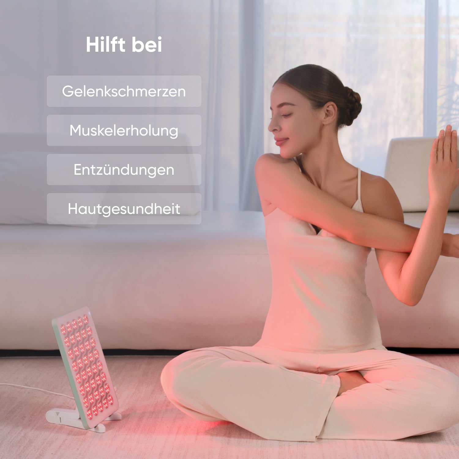 Nanoleaf Rotlichtlampe, Infrarottherapie für Körper & Gesicht, 160 LEDs (jeweils Rot 630 + Nahinfrarot 850 nm), Red Light Therapy Panel mit 4 Intensitätsstufen, Timer, Brille + Ständer