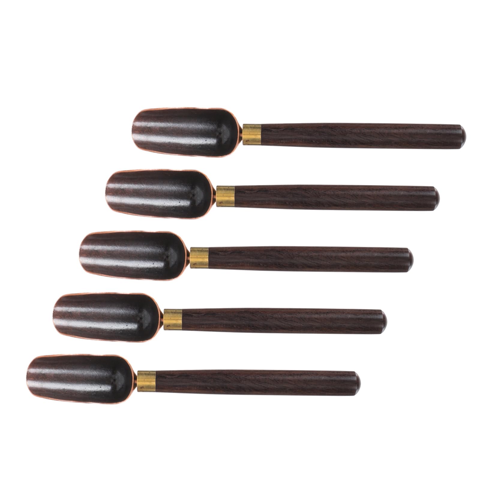 Unomor Portable Tea Spoon Set Decorative Black Tea Spoons Copper Accessory for Home Hotel