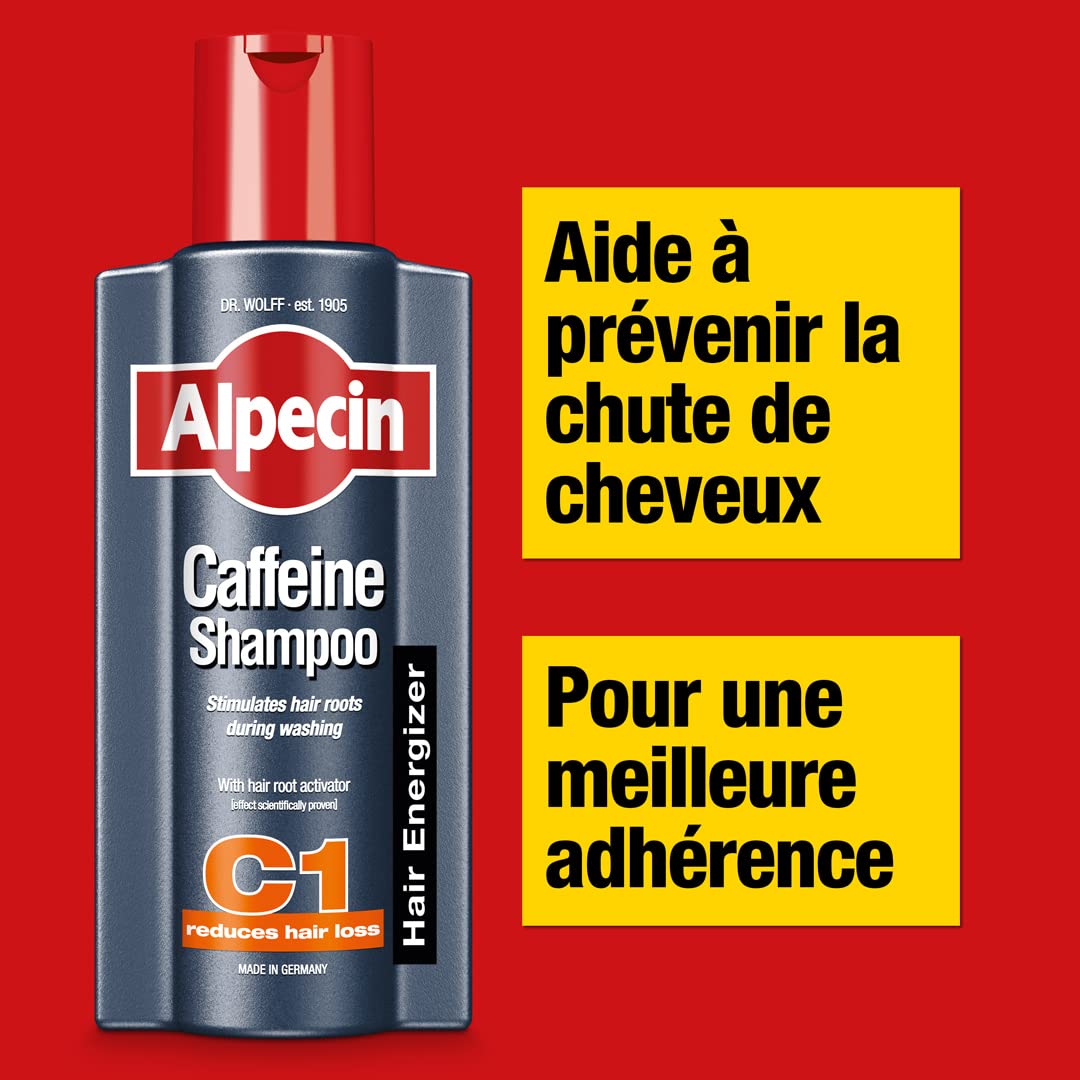 Alpecin Caféine Shampoing C1 2x 375ml - Prévient et réduit la chute des cheveux - Shampoing naturel de croissance des cheveux pour hommes - anti chute de cheveux homme