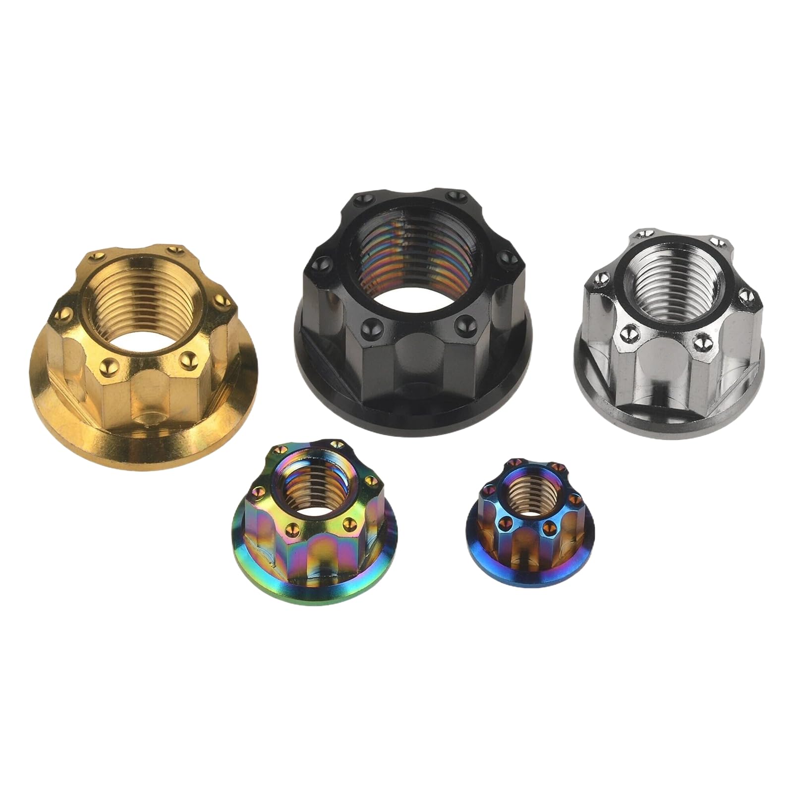 Écrous à Bride Hexagonale en Titane Ti M6 M8 M10 M12 M14 M16, 5 pièces, Accessoires de Frein pour Moto et Vélo, Bleu brûlé, M14 1,5mm