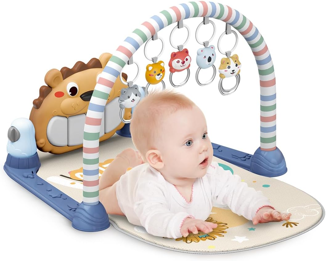 Maxi Baby Tapete de Atividades Bebê Piano Musical Lion (Azul)