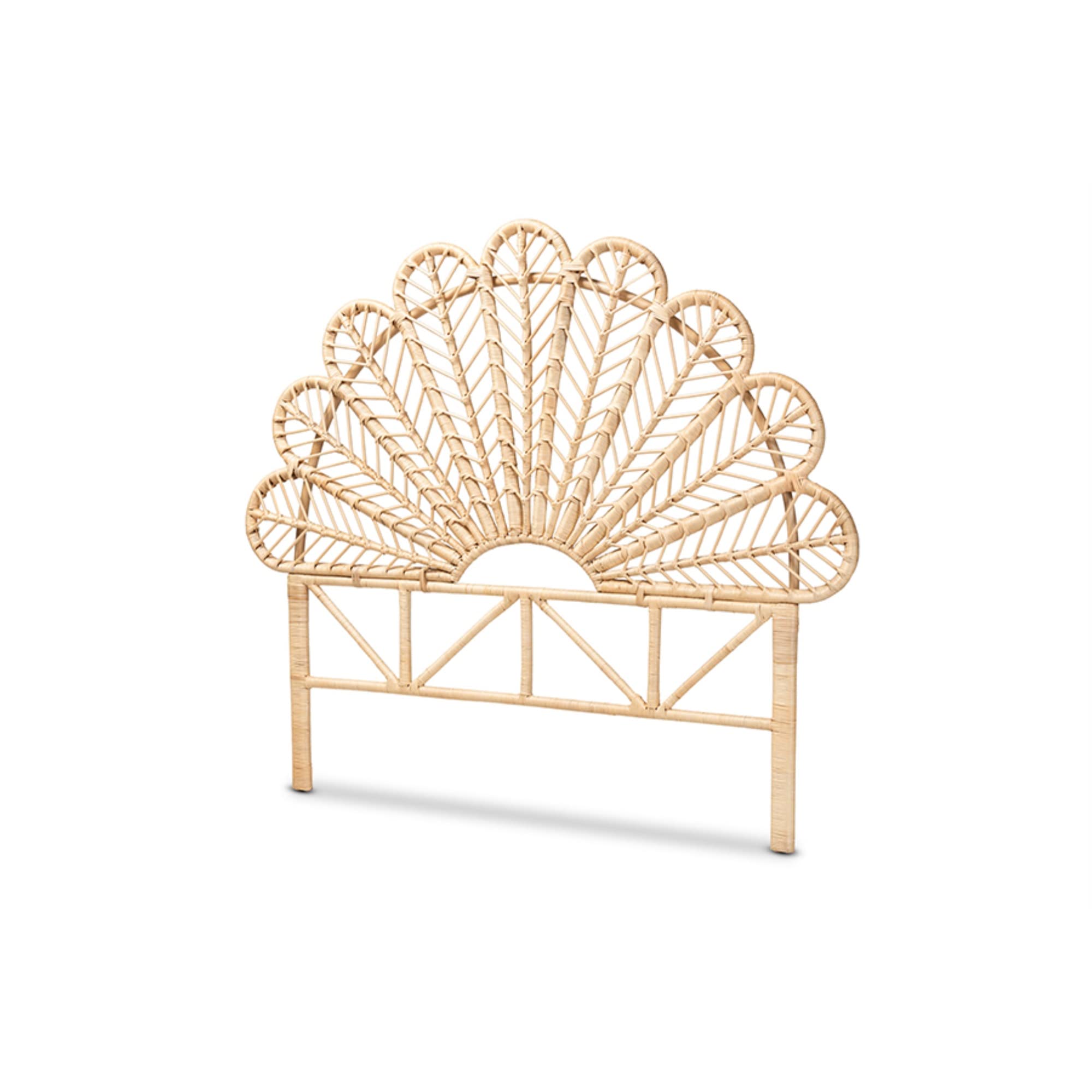 Baxton Studio Variel Modern Bohemian Natural Brown Rattan Queen Size Standalone Headboard