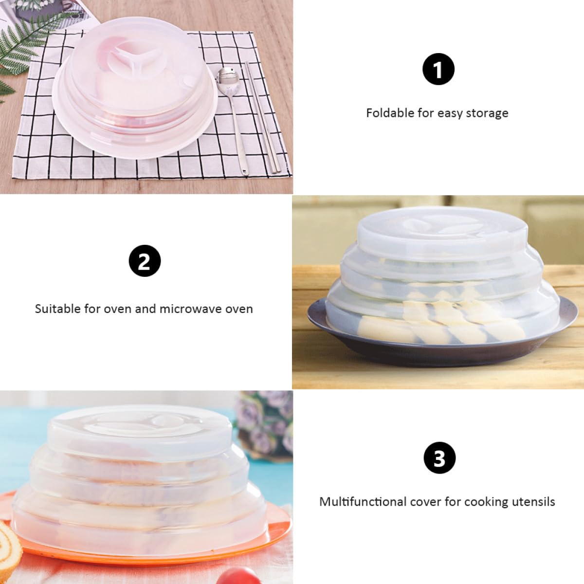 Coperchio in Silicone Pieghevole Protezione Antipolvere per Alimenti Facile da Conservare e Resistente, per Brunch e Banchetti in Cucina