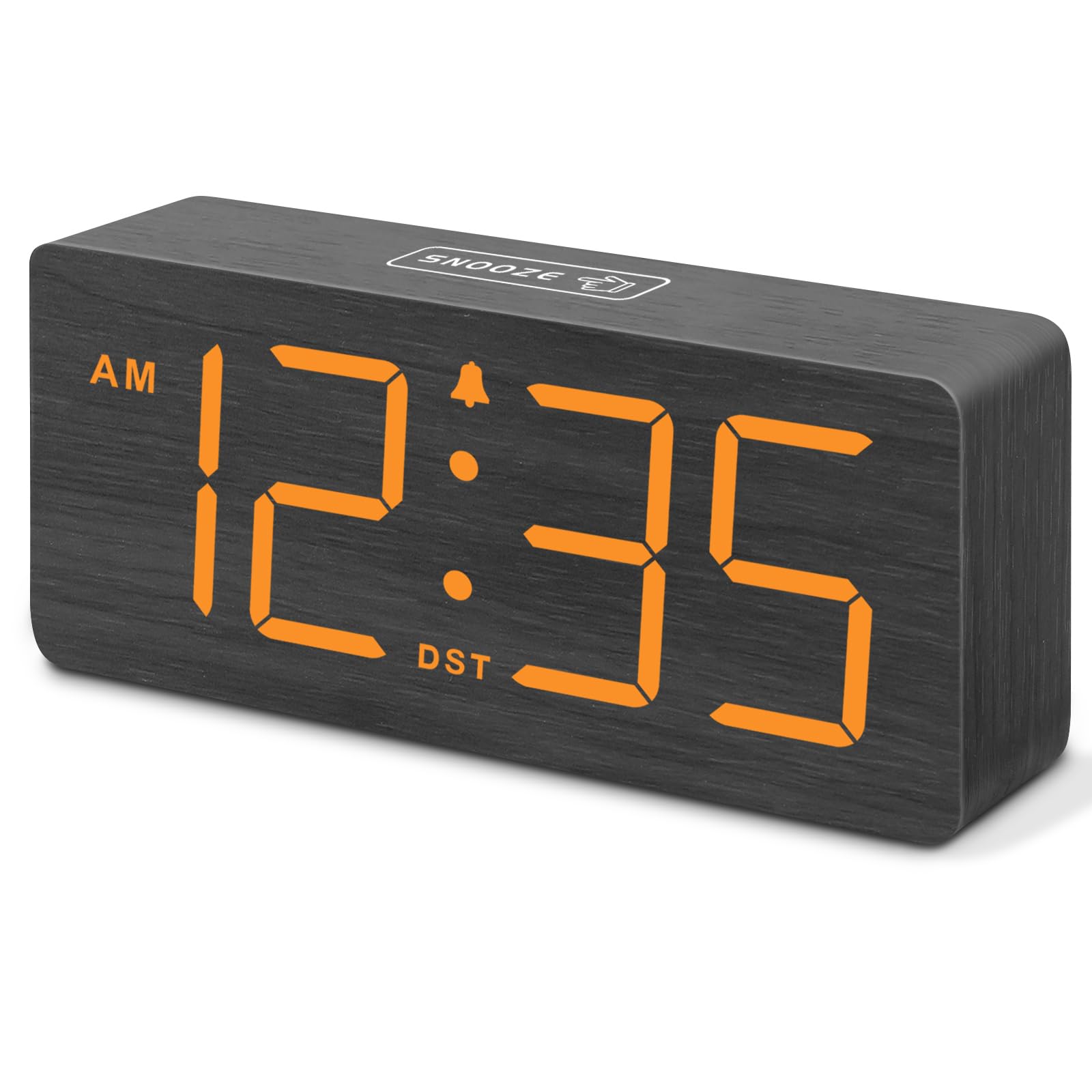 DreamSky Wooden Digital Alarm Clock for Bedroom - Loud Alarm Clock for Heavy Sleepers with Volume Control Desk