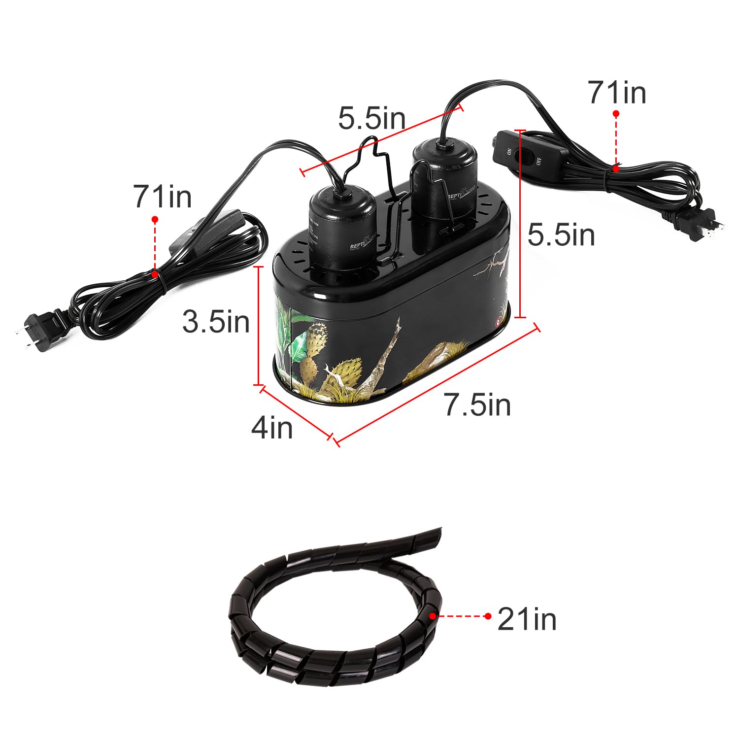 REPTI ZOO Nano Dual Dome Reptile Light Fixture and 25W Reptile Heat Lamp Combo Pack, Mini Daylight Basking Spot Heat Lamp & Nano Heat Emitter Basking Spot Lamp - image 3