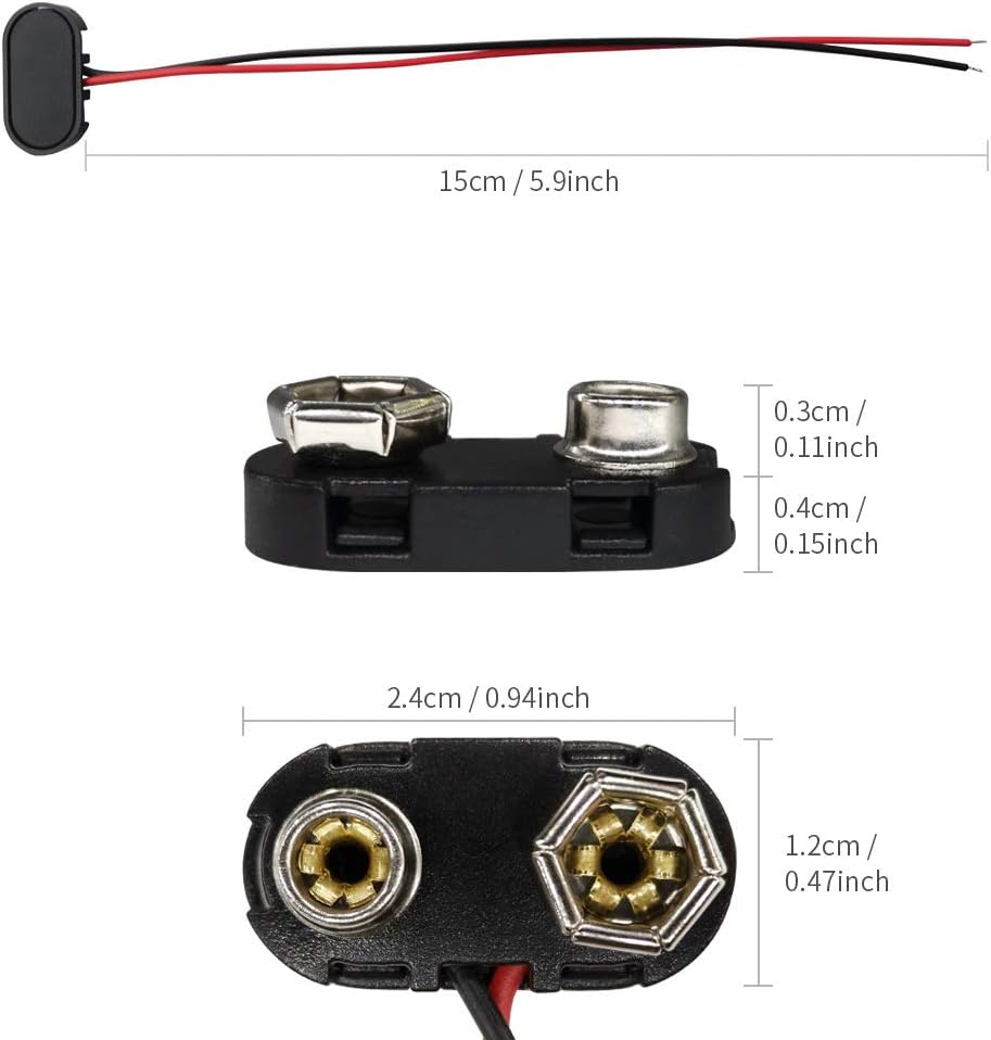 9V Battery Connector,10 PCS T-Type 9 Volt Buckle Connector Hard Plastic Shell Used in Student Experiment,or Other Equipment with Battery