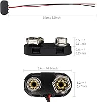 Vista 3 de Conector de batería de 9 V, 10 piezas tipo T de 9 voltios conector de hebilla de plástico duro utilizado en experimentos estudiantiles, u otros