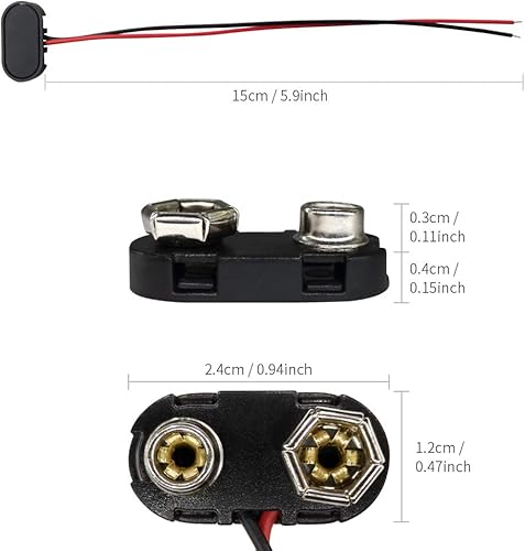 Miniatura 3 de Conector de batería de 9 V, 10 piezas tipo T de 9 voltios conector de hebilla de plástico duro utilizado en experimentos estudiantiles, u otros