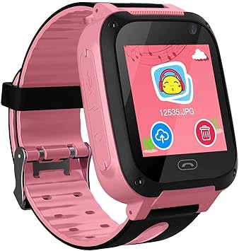 HDLiang Kids Smart Watch Phone smartwatches for Children with GPS Tracker sim Card Anti-Lost sos Call Boys and Girls Birthday Compatible Android iOS Touch Screen Voice Chat Remote Camera-Pink