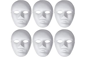 6 Pack Paintable Paper Mache Masks for Creative Expressions