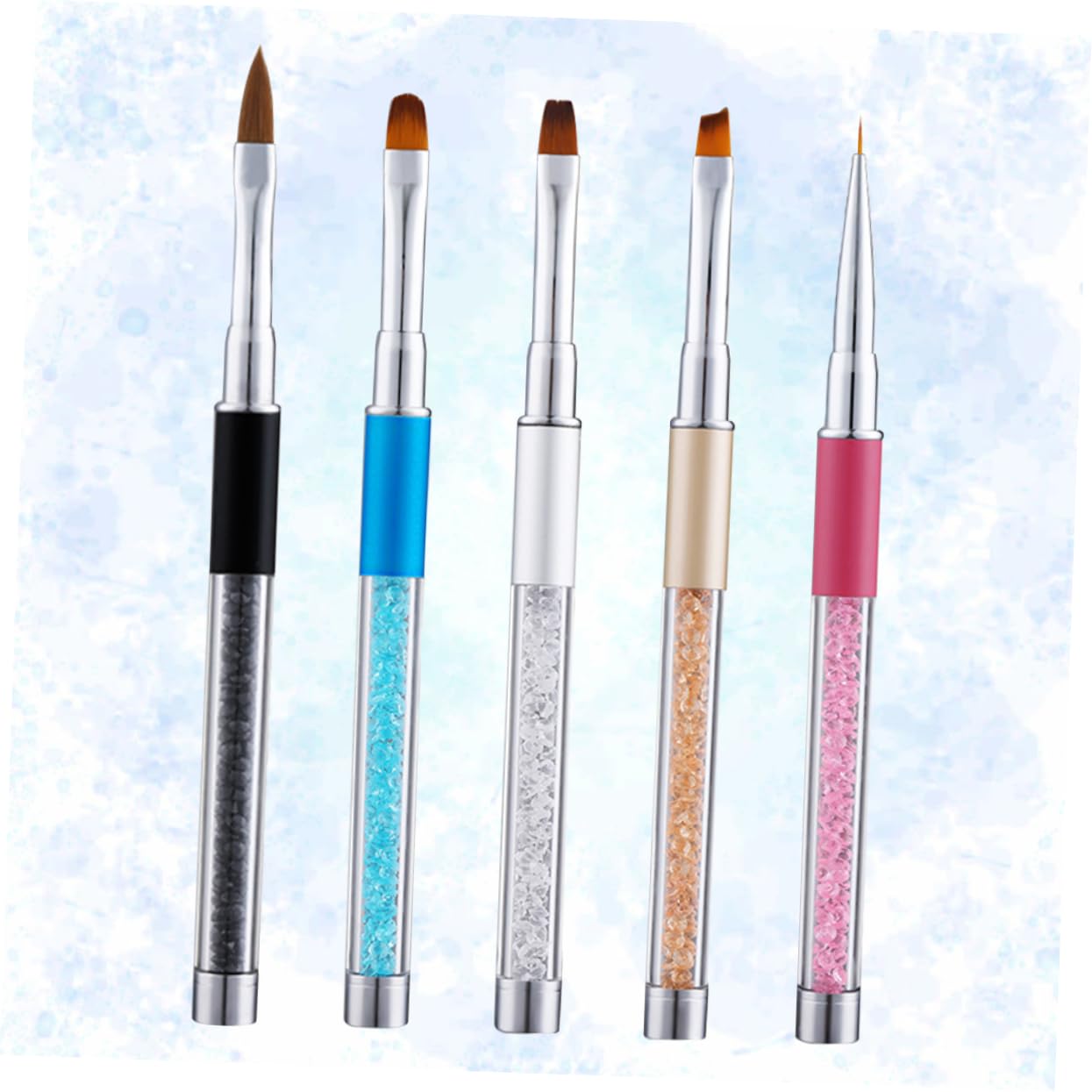 Healvian 15pezzi Pennelli Per Nail Art Con Manico Di Strass Strumenti Per Manicure Per Uso Professionale e Domestico Perfetti Per Amanti Del Nail Art e Principianti