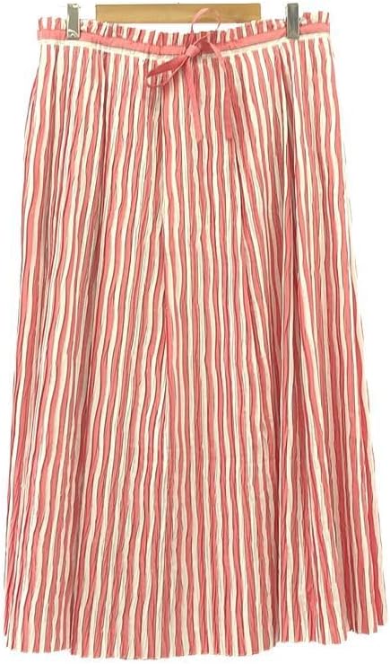 Drawer ドゥロワー ストライプ プリーツ タック スカート 38ピンク ホワイト レディース