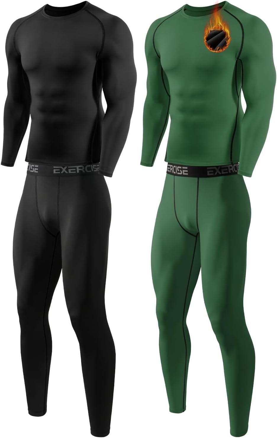 Orrfreer 2 Pack Thermal Underwear for Men Long Johns with Fleece Lined Base Layer Men Cold Weather Top and Bottom Set