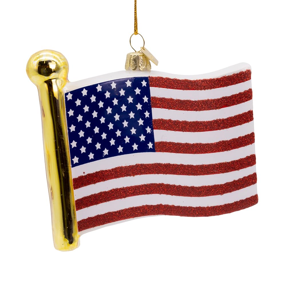 Kurt Adler Noble Gems Ornement en Verre Soufflé Prestige Drapeau américain