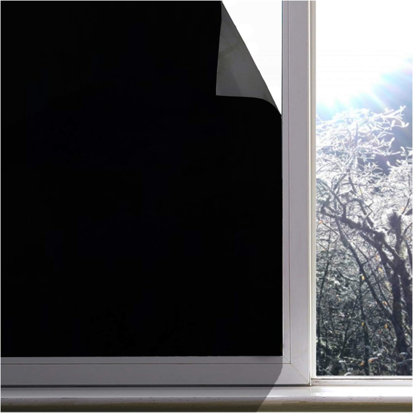 Jahoot Blackout Window Film, Upgraded 100% Light Blocking Glass Tint Static Cling Window Cover for Privacy, Stop UV, Nap Time, Room Darkening & Day Sleeping (Matte Black, 35.4 x 98.4 in.)