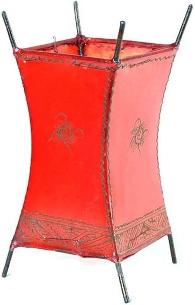 Simandra Simandra Oosterse lamp staande lamp Marokkaanse Hennalamp lederen lamp tafellamp staande lamp Orient Carree zon 30 cm Kleur Rood photo 2