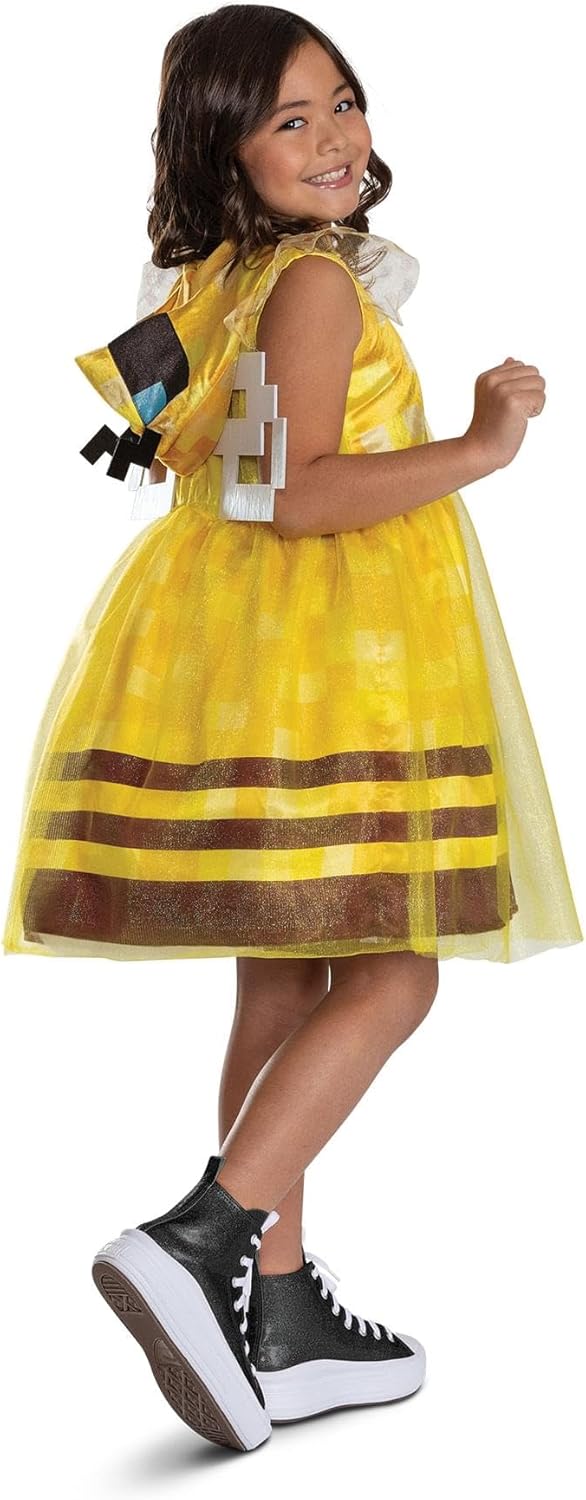 Disguise Minecraft Bee Dress Costume for Kids, Official Minecraft Costume Outfit with Hood and Wings S (4-6x)