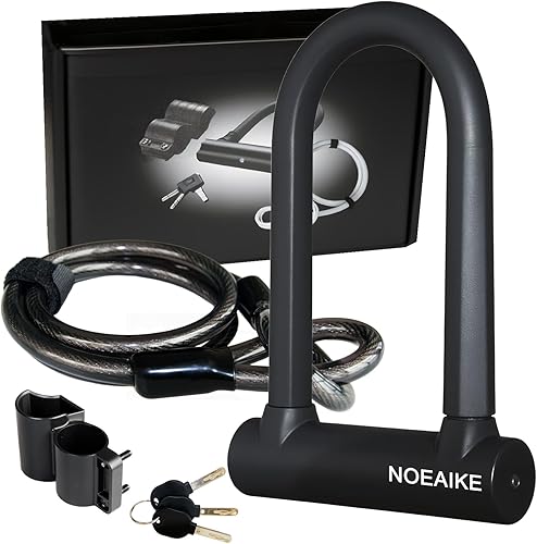 Candado en U resistente antirrobo con cable de acero de seguridad de 4 pies, 3 llaves y soporte de montaje incluidos, cerraduras de bicicleta