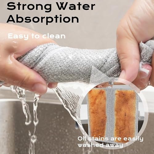 WEERSHUN Multifunctional Non-Scratch Wire Dishcloth,2024 New Steel Wire Dish Towel for Wet and Dry Wire Dishcloth for Dishes Sinks Counters Tops of Stoves(10pcs)