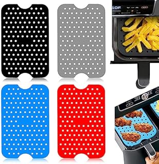 4 Pack Tower Air Fryer Accessories,5.1 x7.87' Silicone Air Fryer Liners,Reusable Double Basket Air Fryer Accessories for Tower,AirFryer Liner Hot Pads for Multifunction Kitchen Accessories