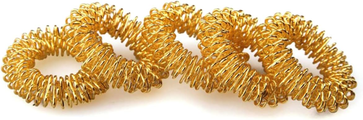 5pcs Spiky Sensory Acupressure Rings for Relief Finger Massage for Adults Golden Silver for Add and High Management