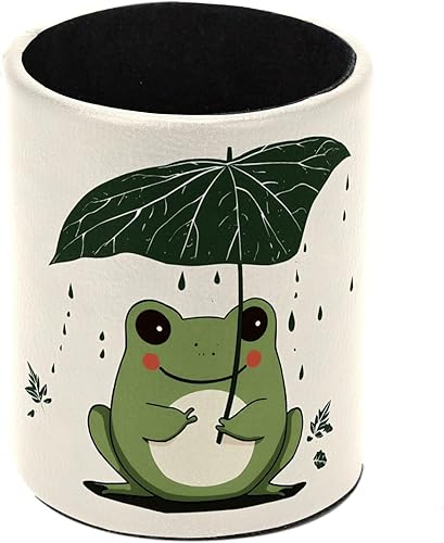 Vista 24 de Organizador de bolígrafos de escritorio de copos de nieve blancos y rojos, soporte para brochas de maquillaje, soporte para lápices para escritorio