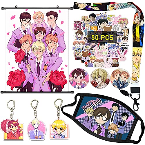 Ouran High School Host Club Gift Set-Stickers,Keychain,Poster,Pins, Mask (Ouran High School Merch)