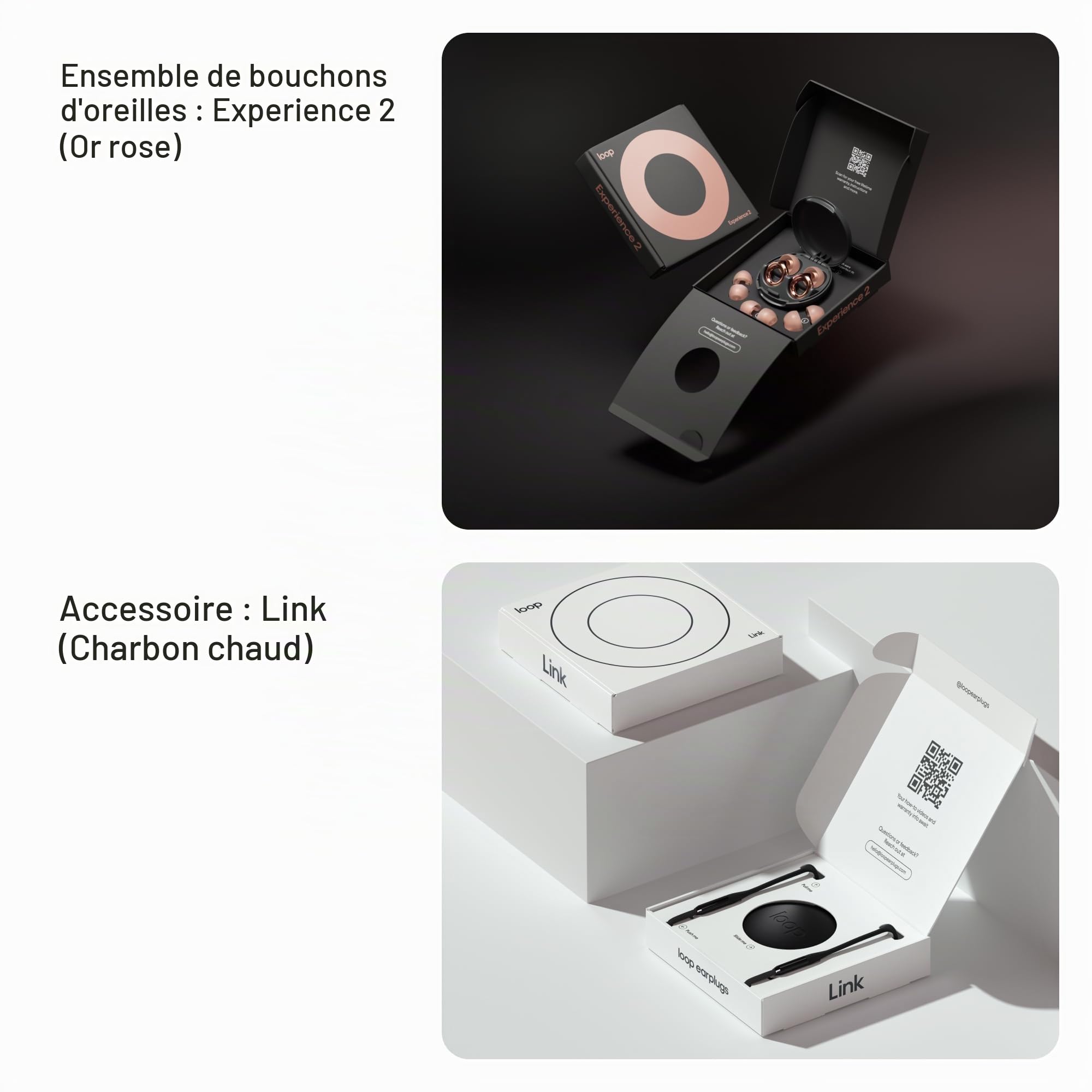 Loop Earplugs, coffret Experience Link – Experience 2 + Link | Bouchons d’oreille réutilisables pour la sensibilité au bruit, les concerts, spectacles, festivals, la conduite à mot