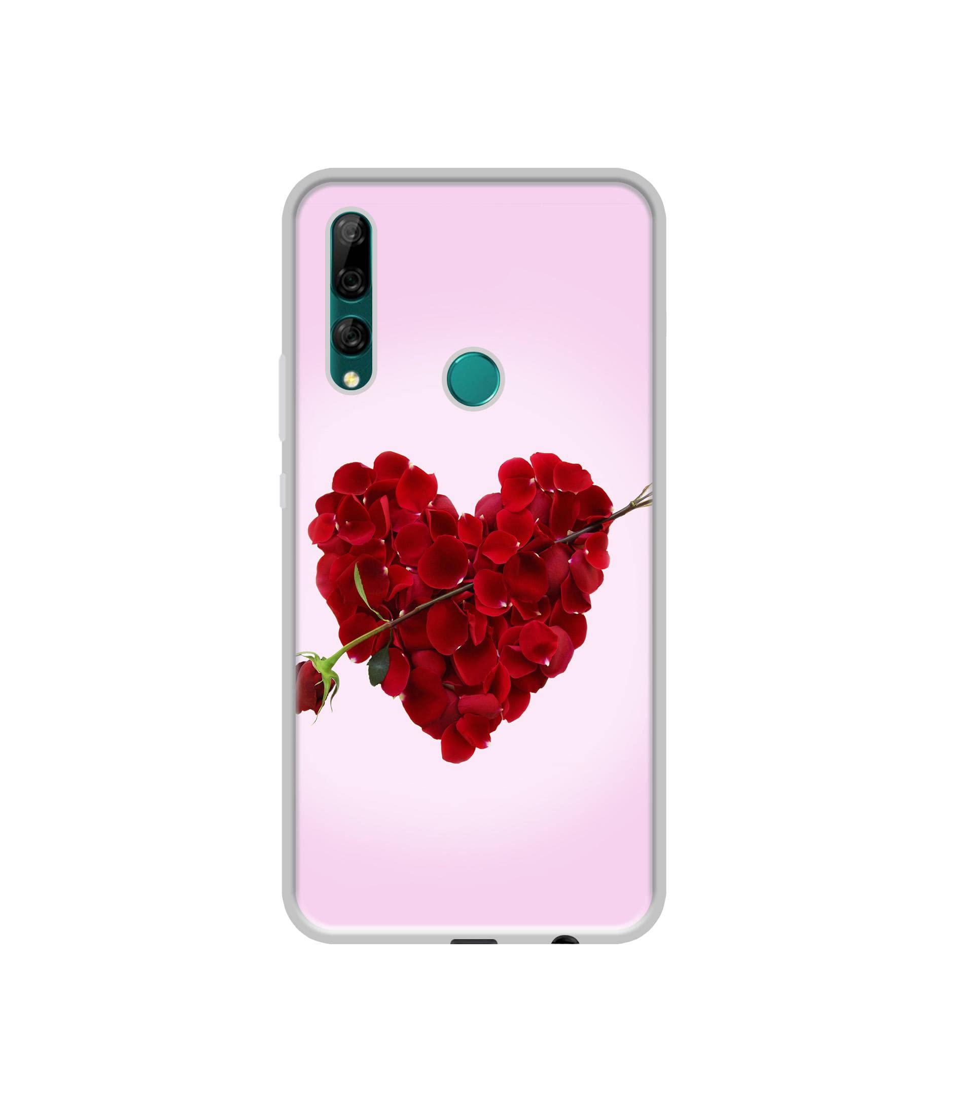 Casotec Heart Flower Design Printed Silicon Soft TPU Back Case Cover for Huawei Y9 Prime 4G