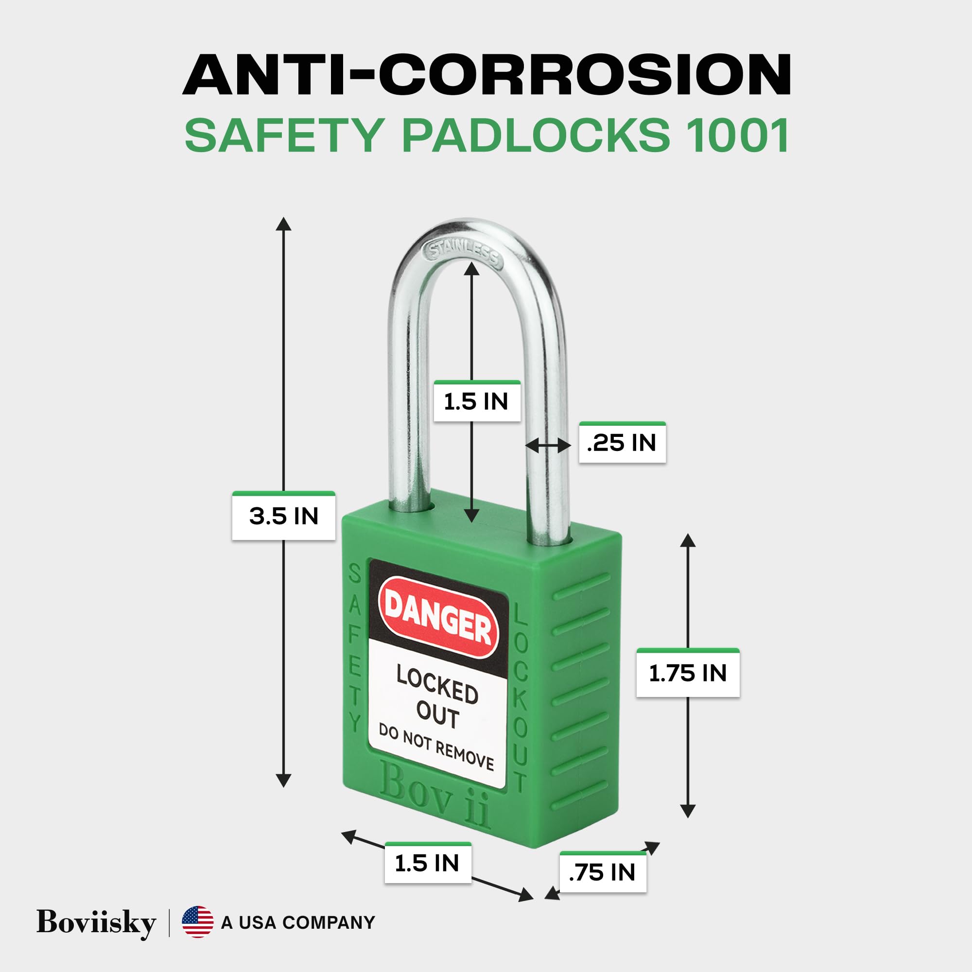 Candados de etiquetado con llave igual, paquete de 10 candados de seguridad de bloqueo verde, kit de candados de seguridad de plástico, 1 llave
