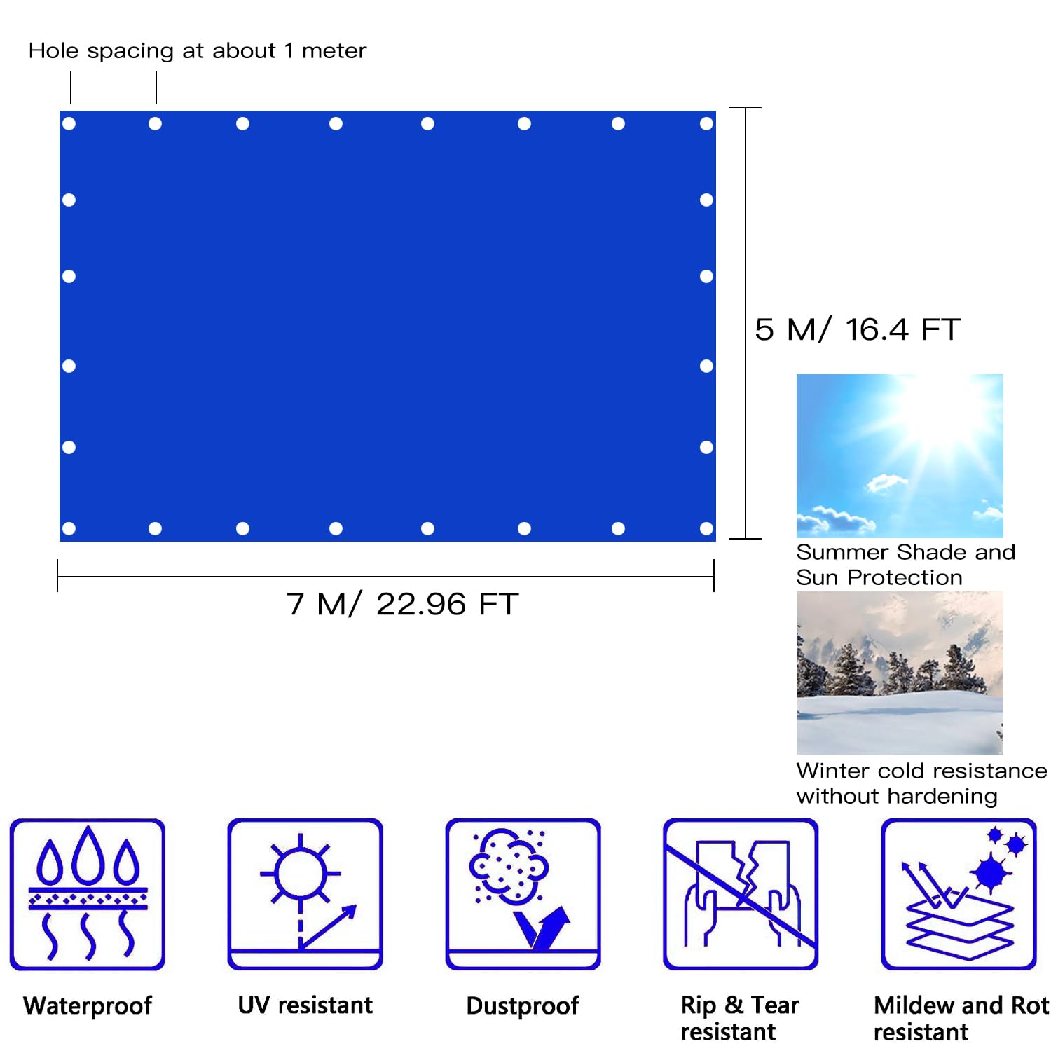 Heavy Duty Waterproof Tarp for Outdoors and Trucks - UV and Water Resistant Tarpaulin Cover, Durable & Tear-Resistant (16.4 x 23 Feet)