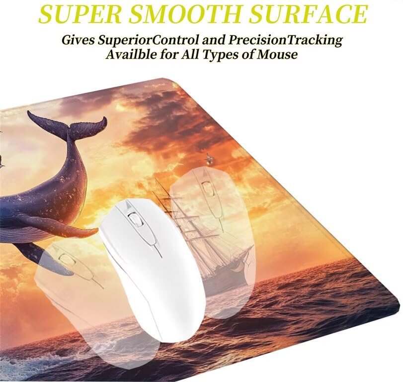 Tapis de souris baleine bleu pour espace de télétravail sur PC