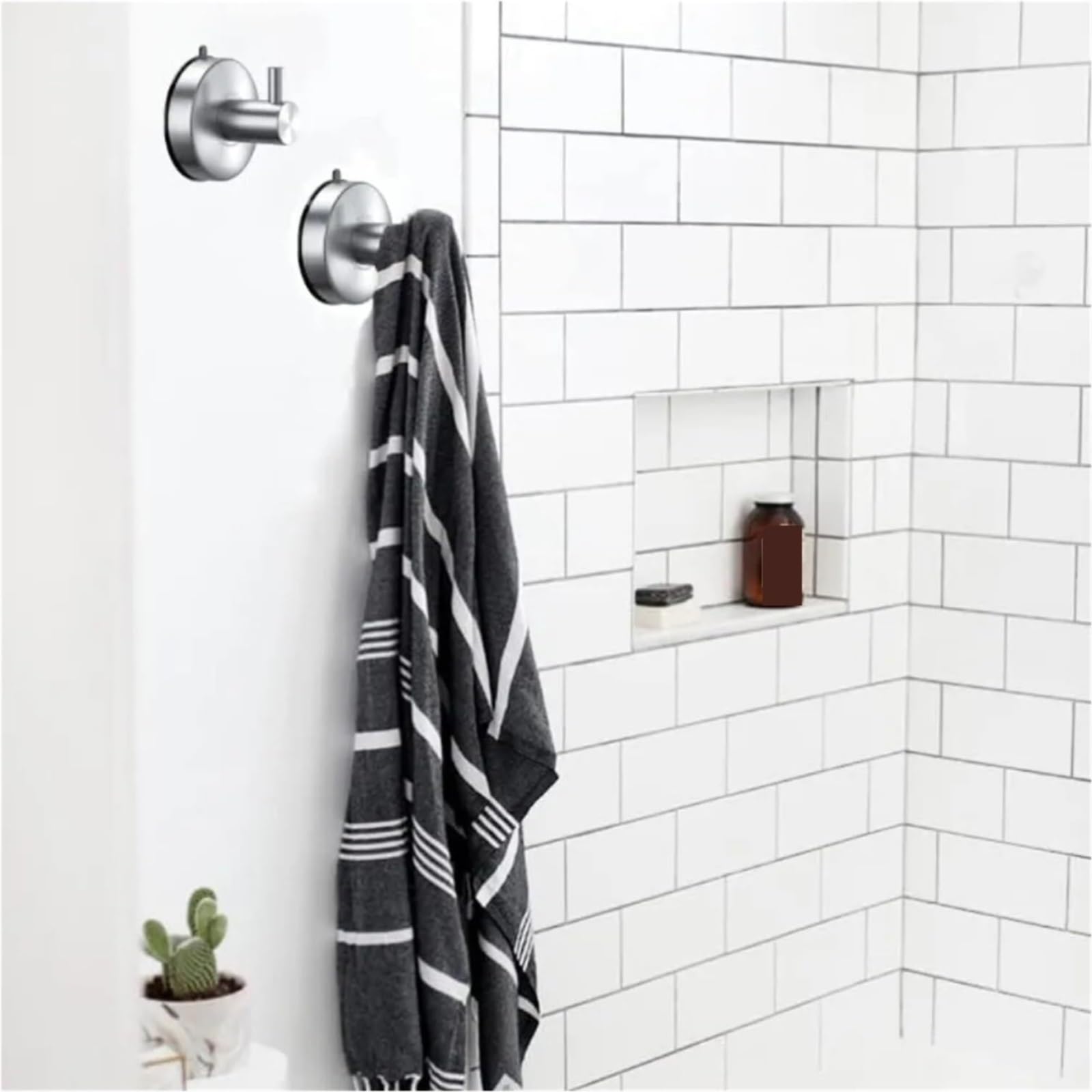 Ventosa al vacío, 4 Uds Ventosas, Ganchos Para Tazas Para Ducha, Colgador De Toallas, Baños, Acero Inoxidable