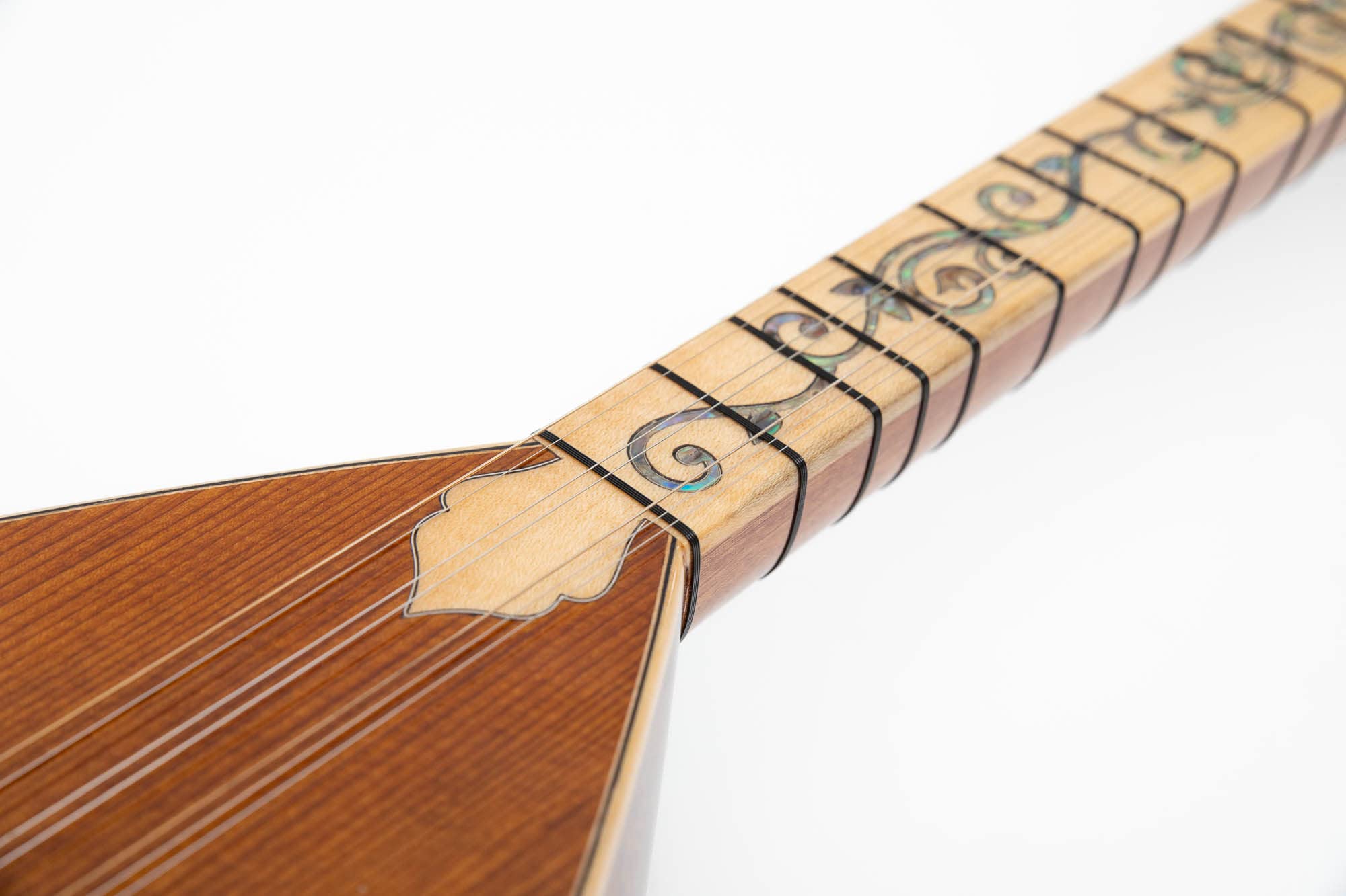 Saz Baglama Pamela-Holz und Perlmutt, professionelles Instrument, türkisches Saiten-Musikinstrument