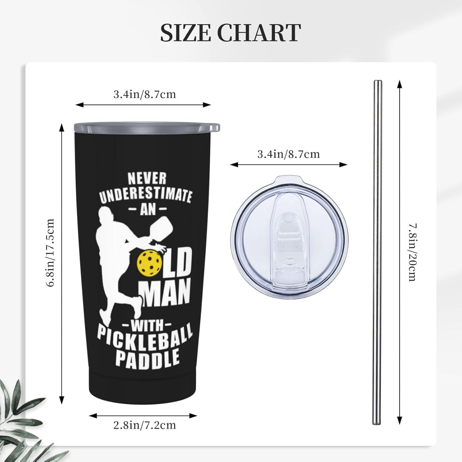 Pickleball Tumbler, Funny Pickleball Gifts for Men, 20 oz Stainless Steel Vacuum Insulated Coffee Cup Double Wall Travel Mug - Image 6