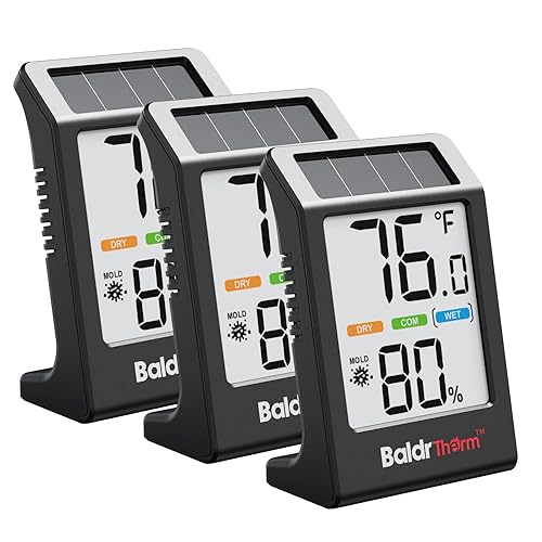 Medidor de humedad higrómetro, termómetro de habitación alimentado por energía solar, monitor digital de temperatura para interiores, medidor de