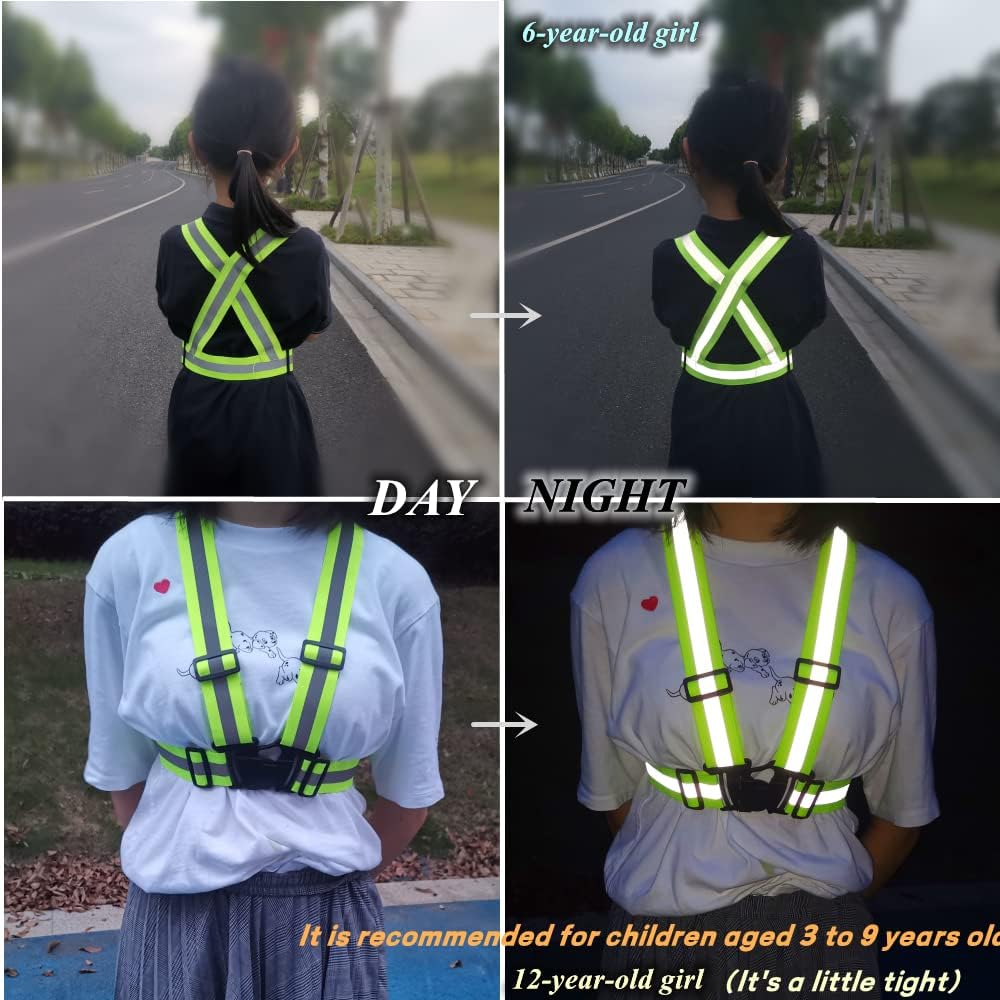 Kids Reflective Safety Vest | Lightweight,Adjustable & Elastic | Hi Vis Running Gear for Cycling,Jogging,Walking,Motorcycle,Outdoor Work/Strap - Image 4
